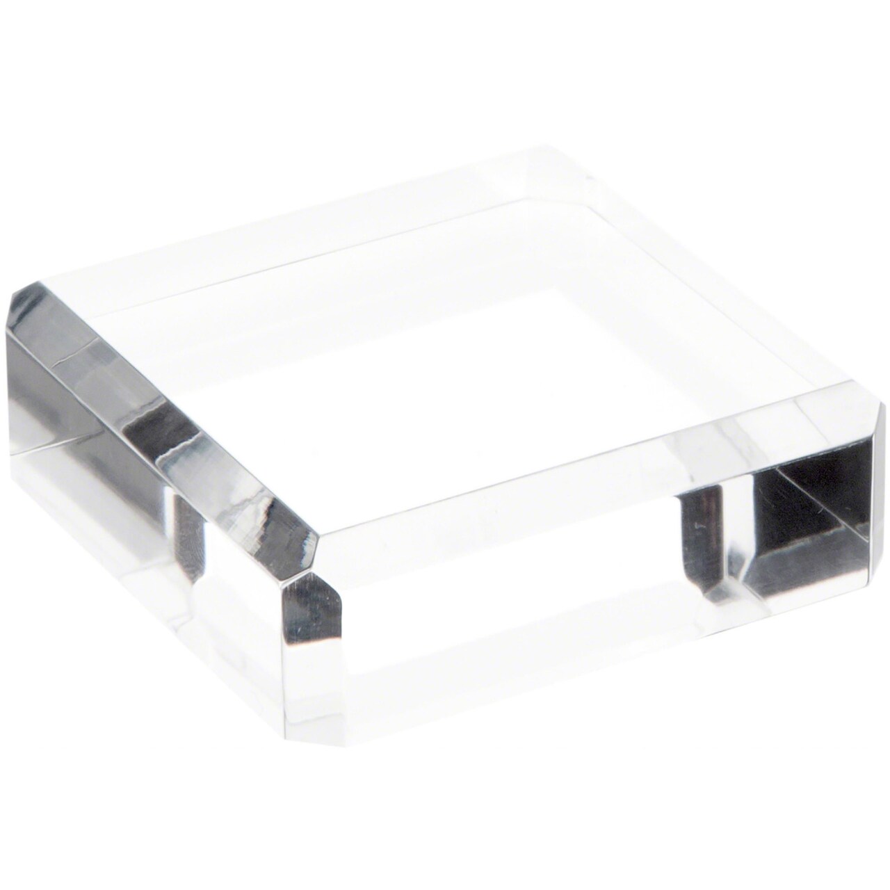 Plymor Clear Polished Acrylic Square Beveled Display Base, 3" W x 3" D x 1" H